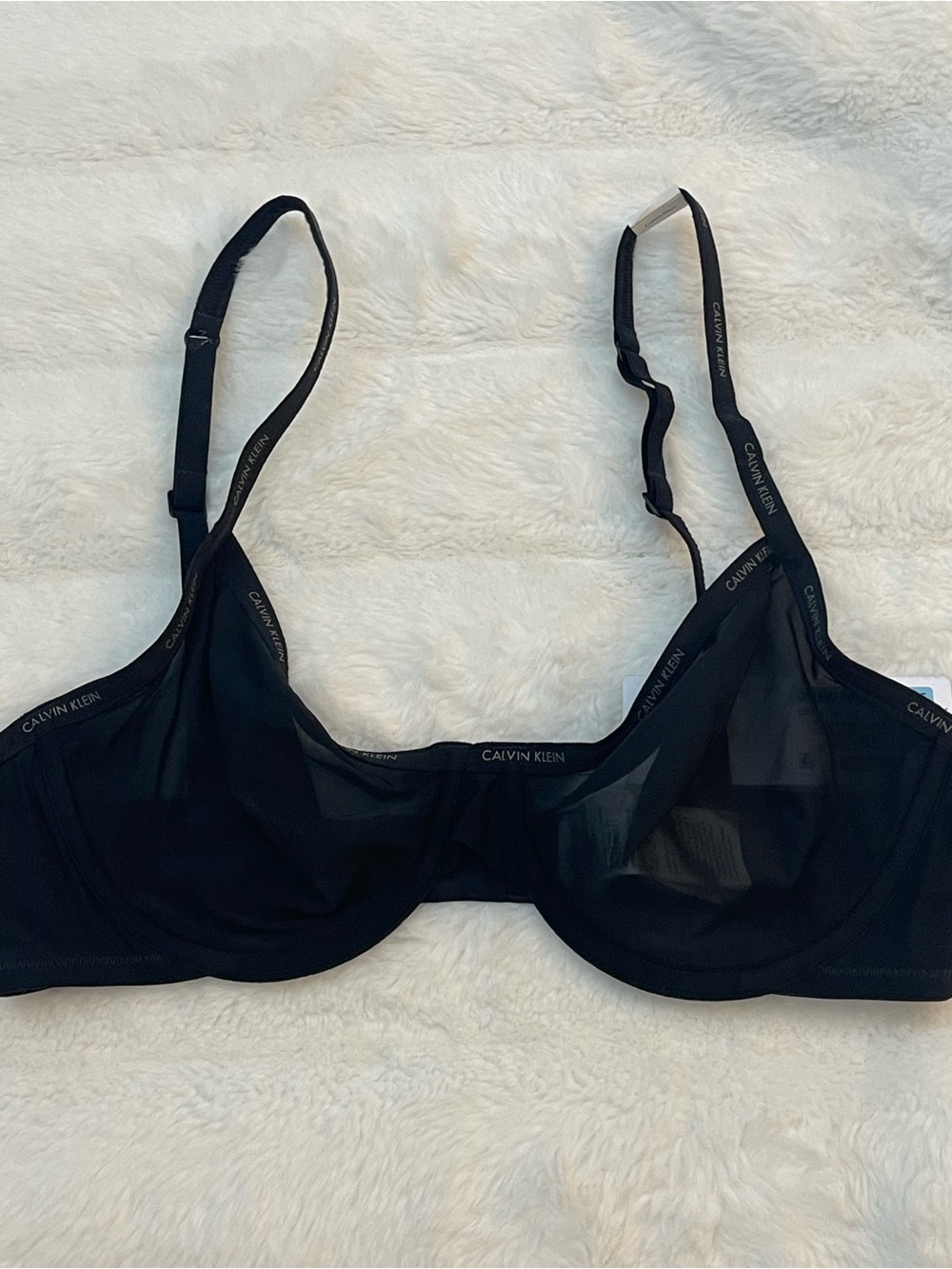 Calvin Klein Women's Sheer Marquisette Lightly Lined Demi Bra, 34C Black - Picture 5 of 9